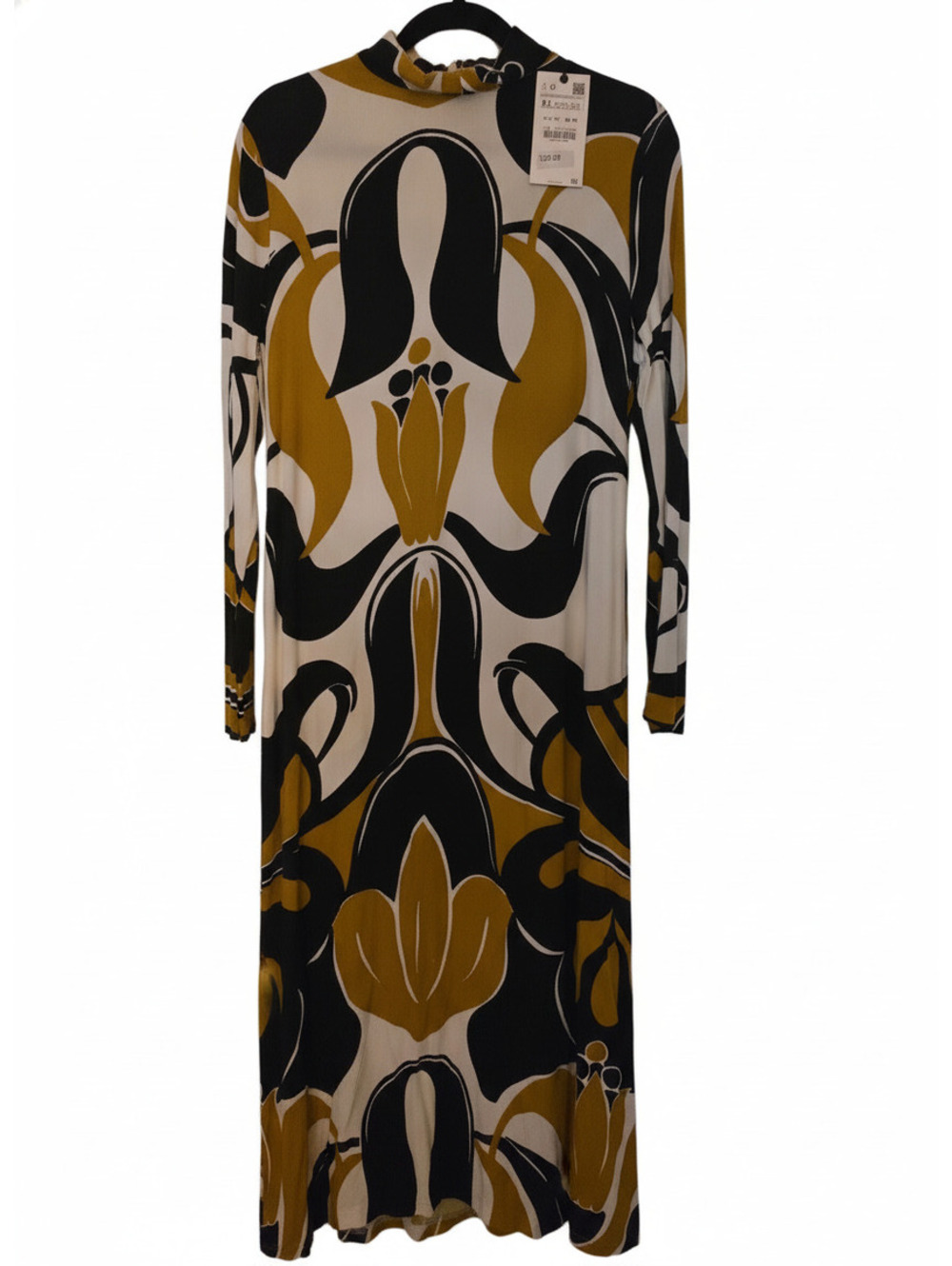 NWT Zara Long Sleeve Maxi Dress with Abstract Pattern